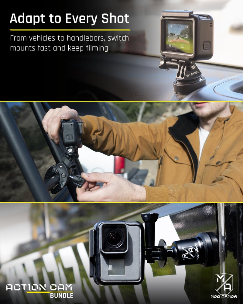Mob Armor Action Camera Accessory Kit - Complete Bundle with Adjustable Claw Grip, Magnetic Holders, Steel Mounting Plates, and Travel-Friendly Nylon Case for On-The-Go Filming - Image 5